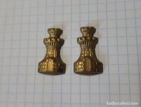 Militaria: Pareja de insignias de Ingenieros, época de Alfonso XIII, 2 cm